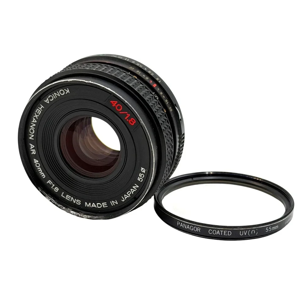 Konica Hexanon AR 40mm f1.8 Pancake Lens Prime with Panagor 55mm UV Filter